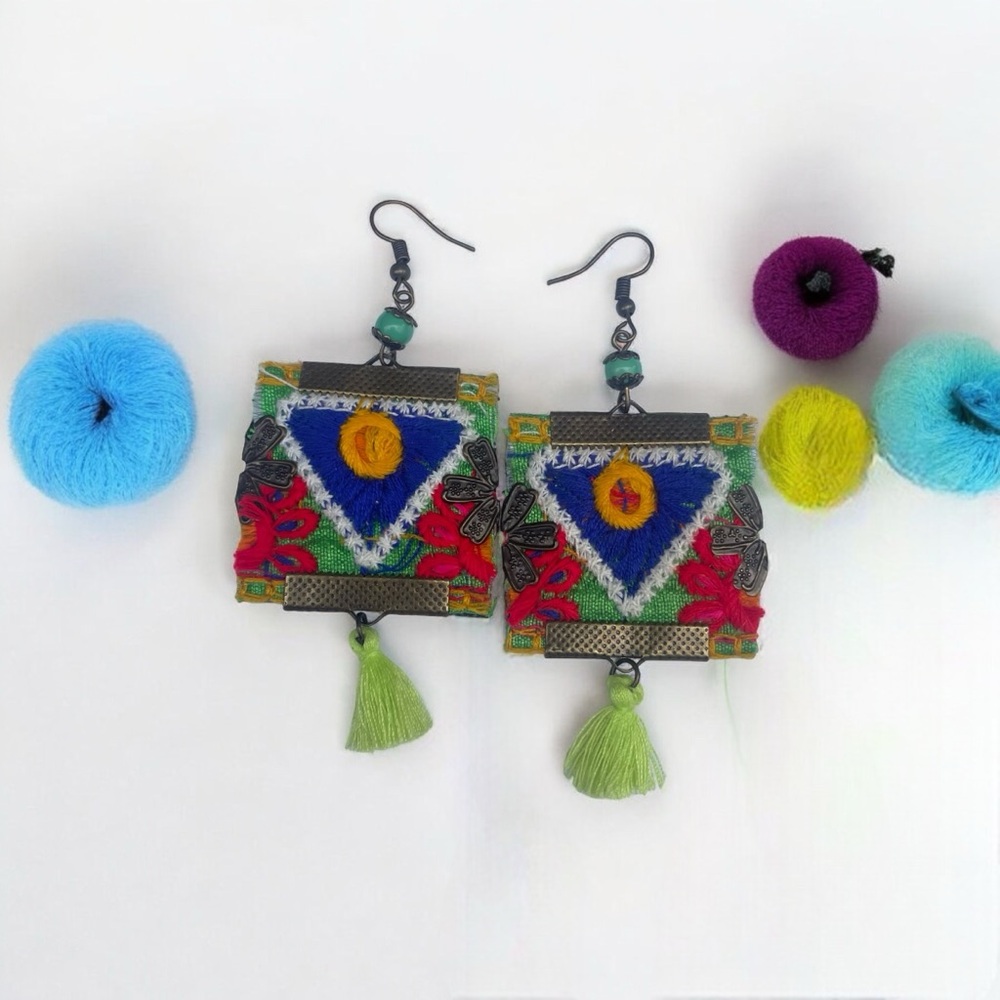 Persian embroidered handmade earrings